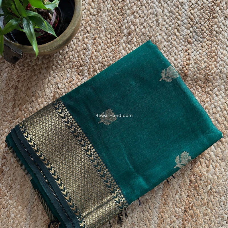 Maheshwari Green Lotus Butta Saree LLBS030
