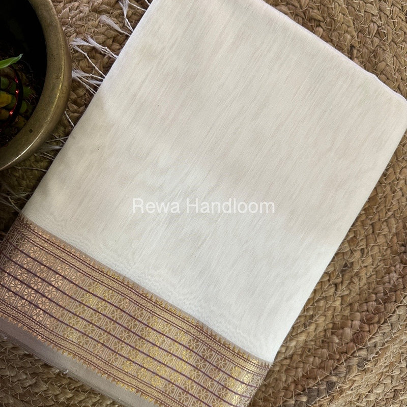 Maheshwari White Zari Border Saree ZSS05