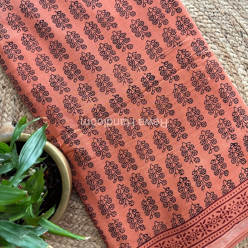 Peach Bagh Print Mercerised Cotton Saree MBP08