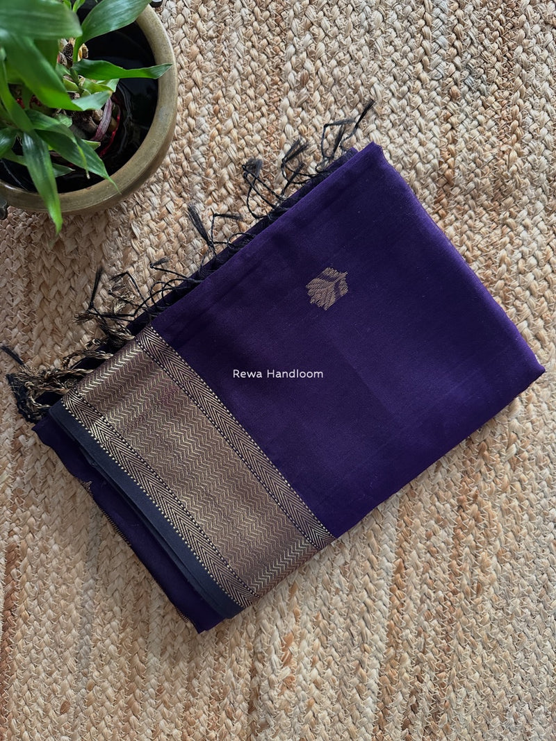 Maheshwari Dark Purple Lotus Butta Saree LLBS026