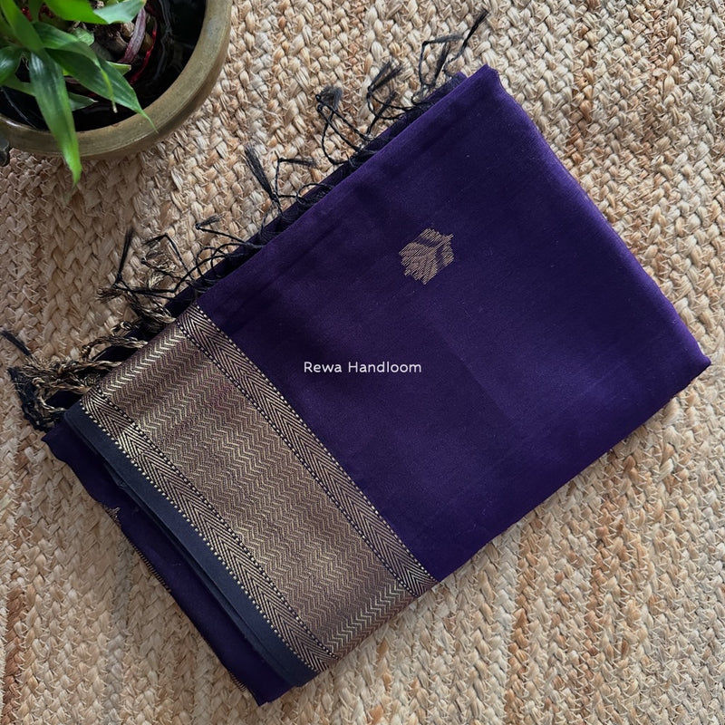 Maheshwari Dark Purple Lotus Butta Saree LLBS026