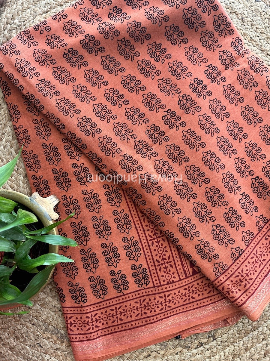  Bagh Print Mercerised Cotton Saree 