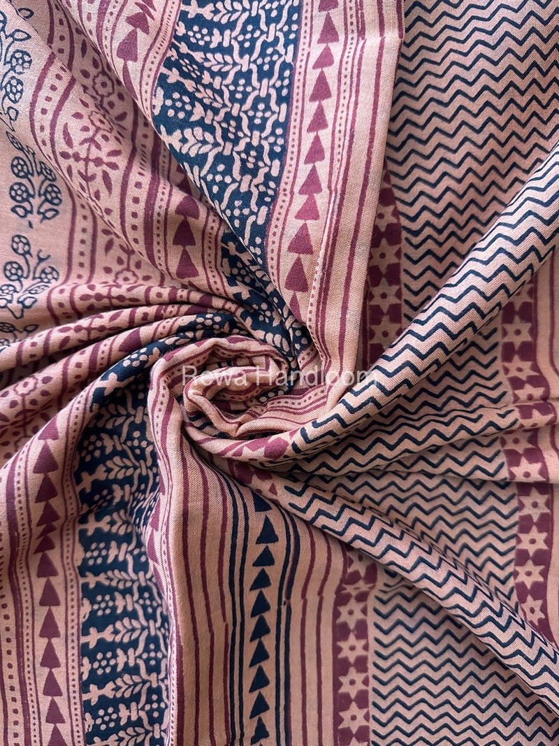 Peach Bagh Print Mercerised Cotton Saree MBP08