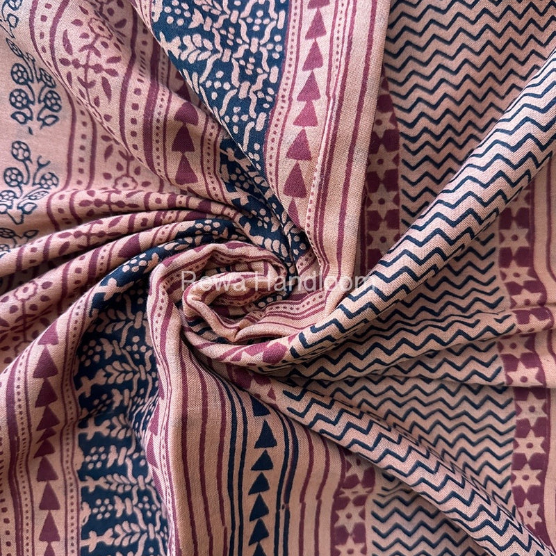 Peach Bagh Print Mercerised Cotton Saree MBP08