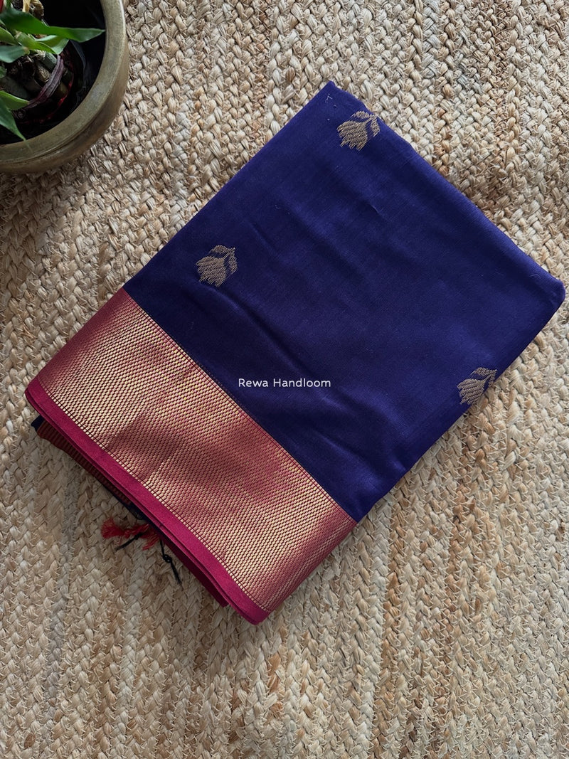 Maheshwari Dark Purple Lotus Butta Saree LLBS022