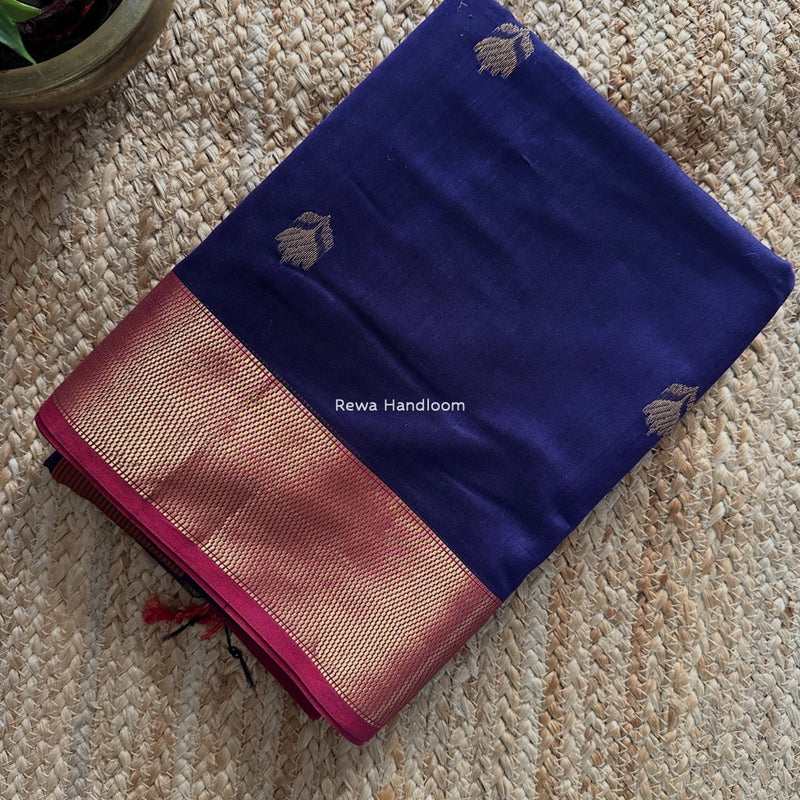 Maheshwari Dark Purple Lotus Butta Saree LLBS022