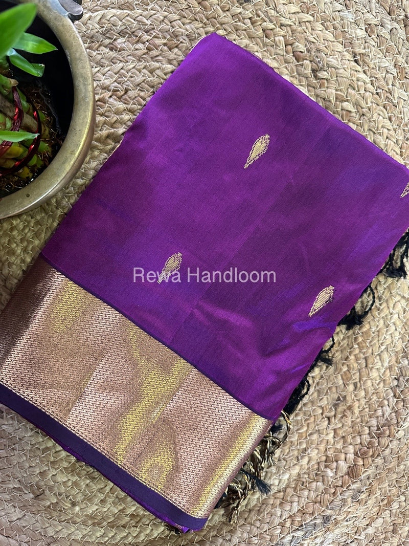 Maheshwari Purple Pure Silk Saree PS040