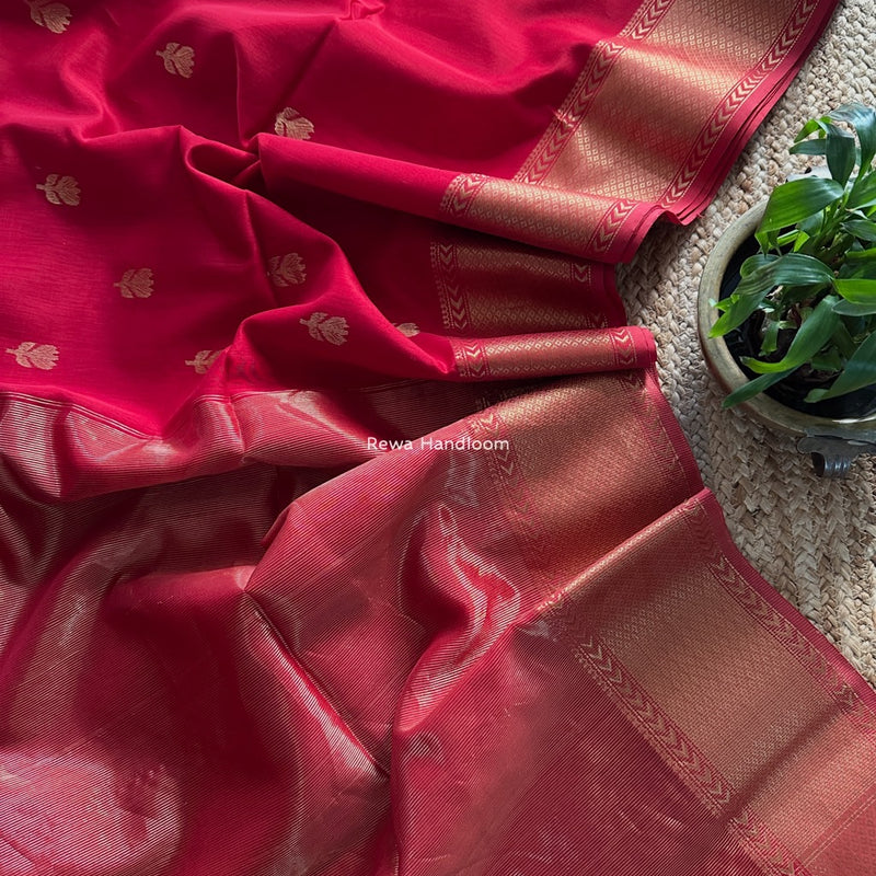 Maheshwari Red Lotus Butta Saree LLBS023