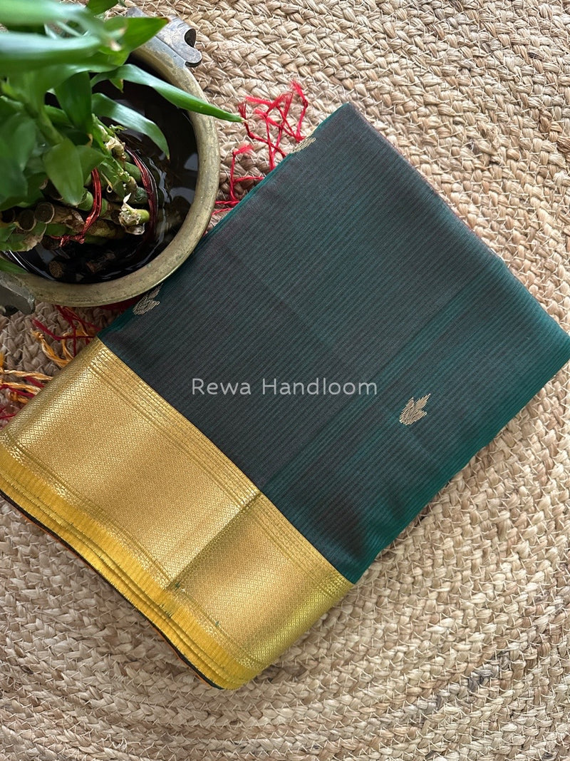 Maheshwari Bottle Green Butta Pallu Silk Saree ZM020