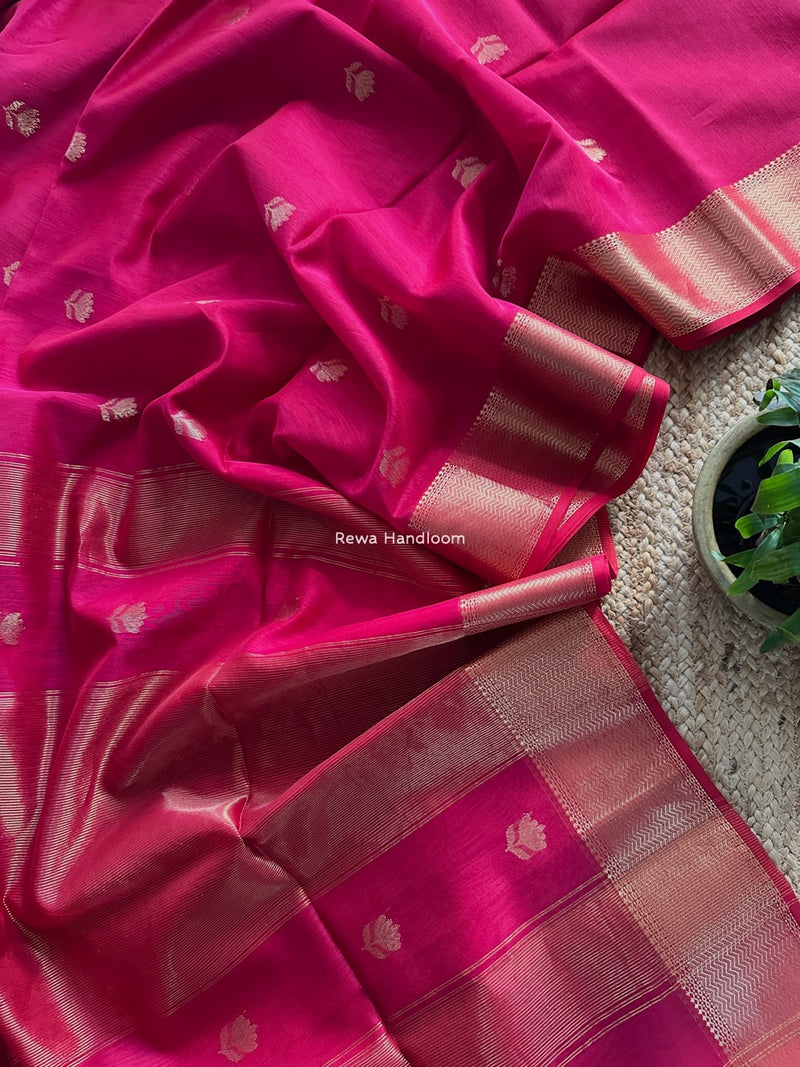 Maheshwari Rani Pink Lotus Butta Saree LLBS025