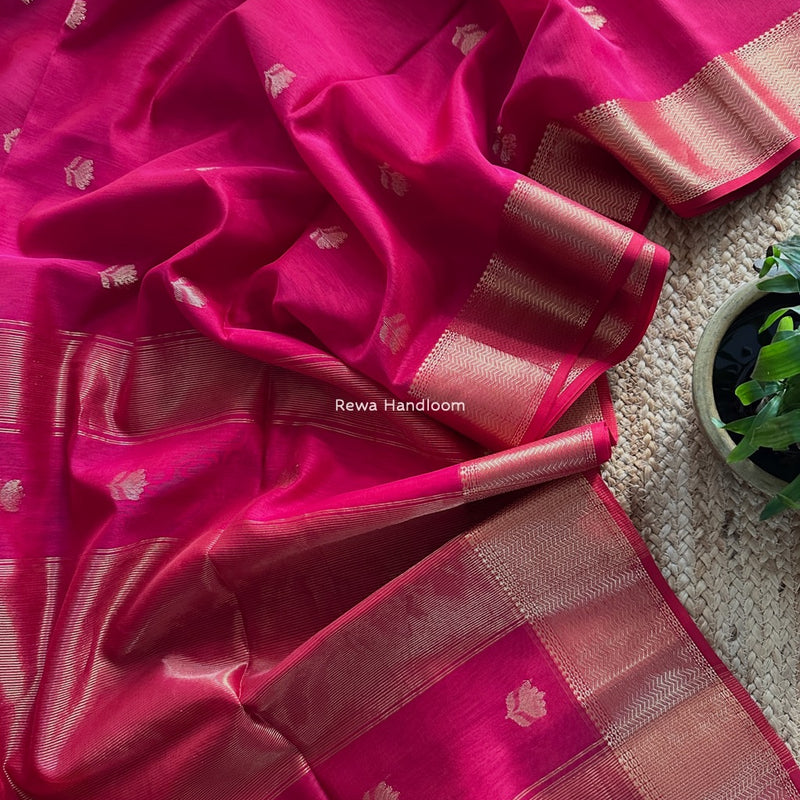 Maheshwari Rani Pink Lotus Butta Saree LLBS025
