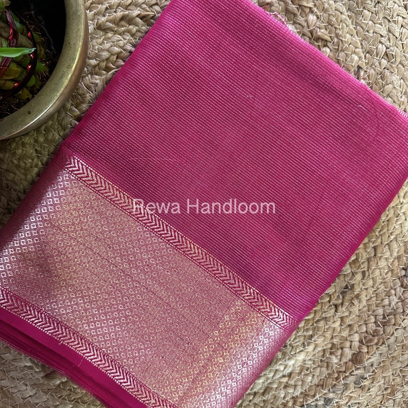 Exclusive Maheshwari Magenta Tissue Silk Saree ZTS0148