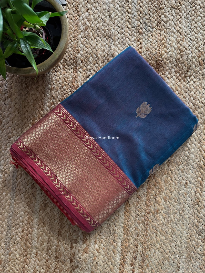 Maheshwari Deep Sea Green Lotus Butta Saree LLBS028