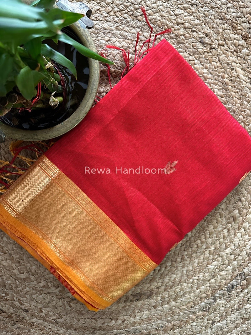 Maheshwari Red Butta Pallu Silk Saree ZM019