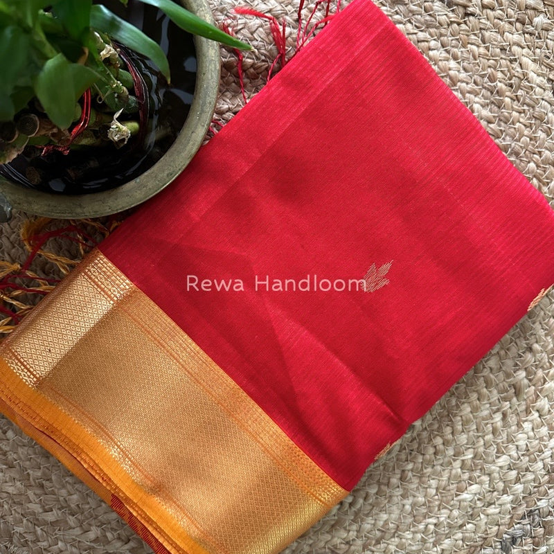 Maheshwari Red Butta Pallu Silk Saree ZM019