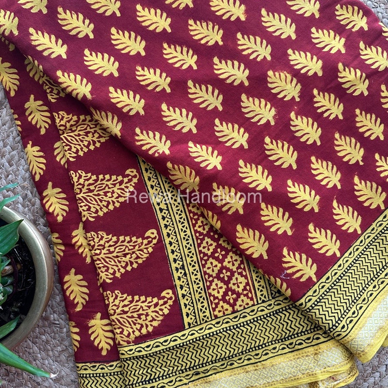  Bagh Print Mercerised Cotton Saree
