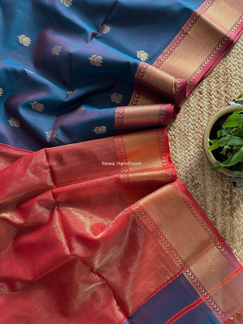 Maheshwari Deep Sea Green Lotus Butta Saree LLBS028