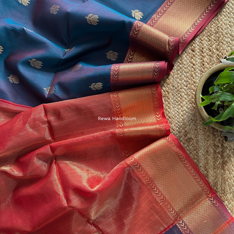 Maheshwari Deep Sea Green Lotus Butta Saree LLBS028