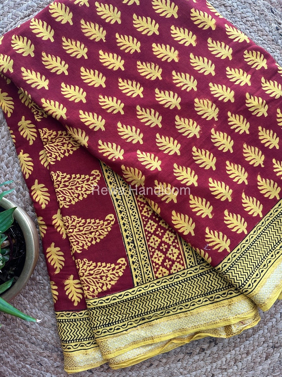  Bagh Print Mercerised Cotton Saree