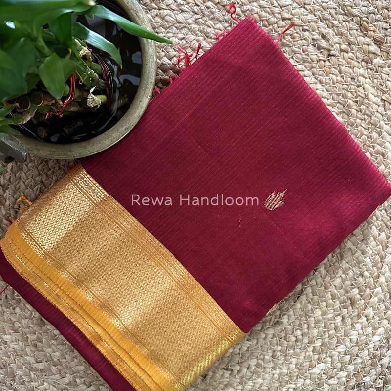 Maheshwari Dark Maroon Butta Pallu Silk Saree ZM018