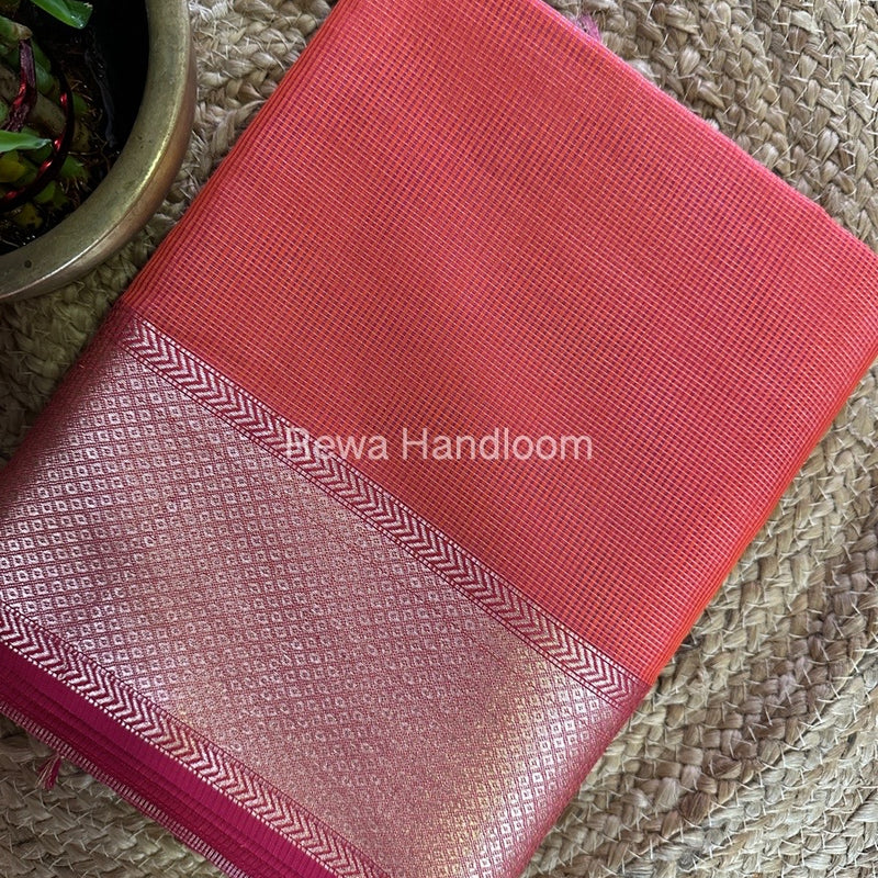 Exclusive Maheshwari Orange Tissue Silk Saree ZTS0146