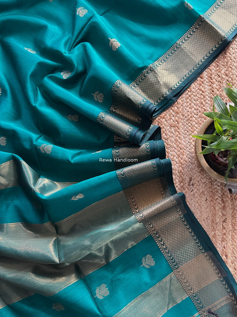 Maheshwari Sea Green Lotus Butta Saree LLBS020