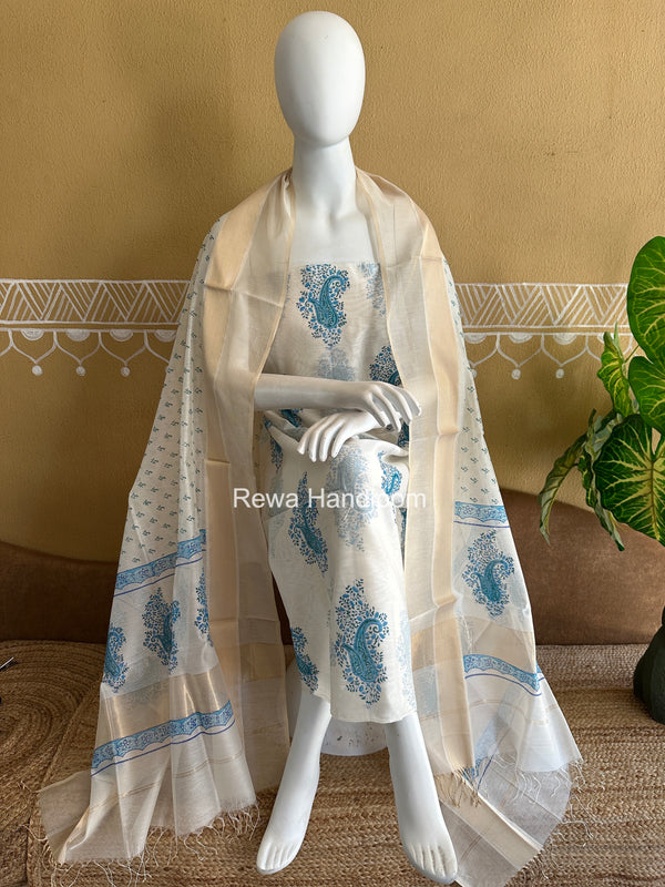 Maheshwari Handblock Print Top-Dupatta