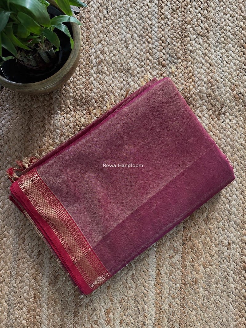 Maheshwari Purple Tissue Silk Saree TB025