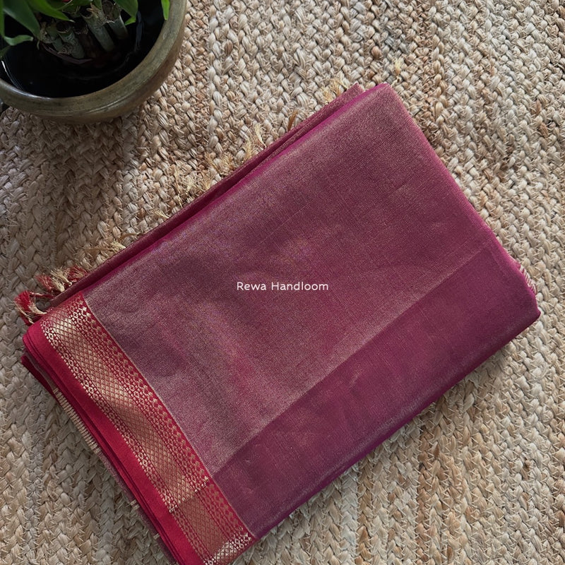 Maheshwari Purple Tissue Silk Saree TB025