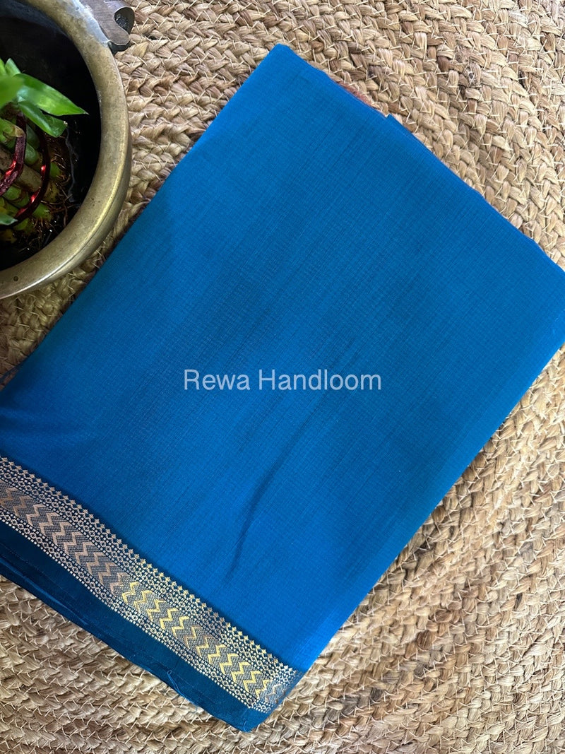 Maheshwari Teal Blue Rasta Lehar Saree RL034