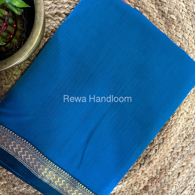 Maheshwari Teal Blue Rasta Lehar Saree RL034