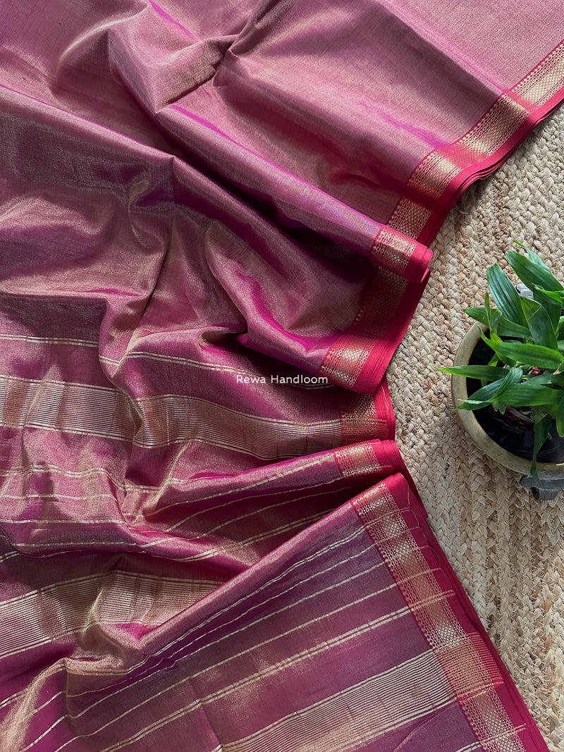 Maheshwari Purple Tissue Silk Saree TB025