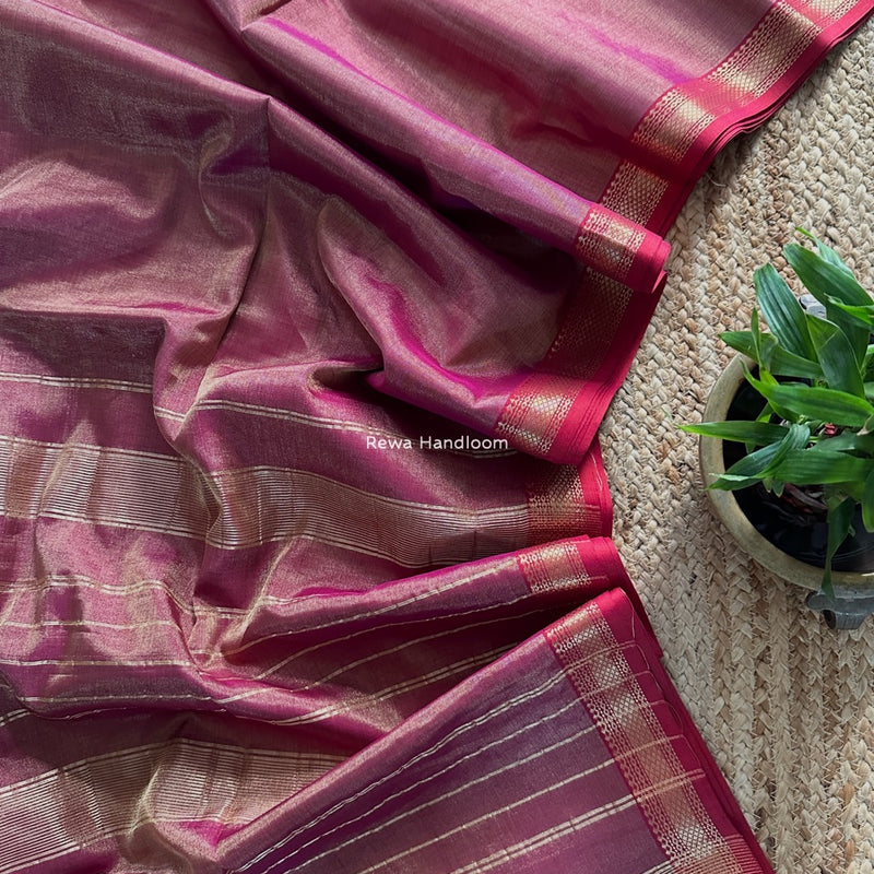 Maheshwari Purple Tissue Silk Saree TB025