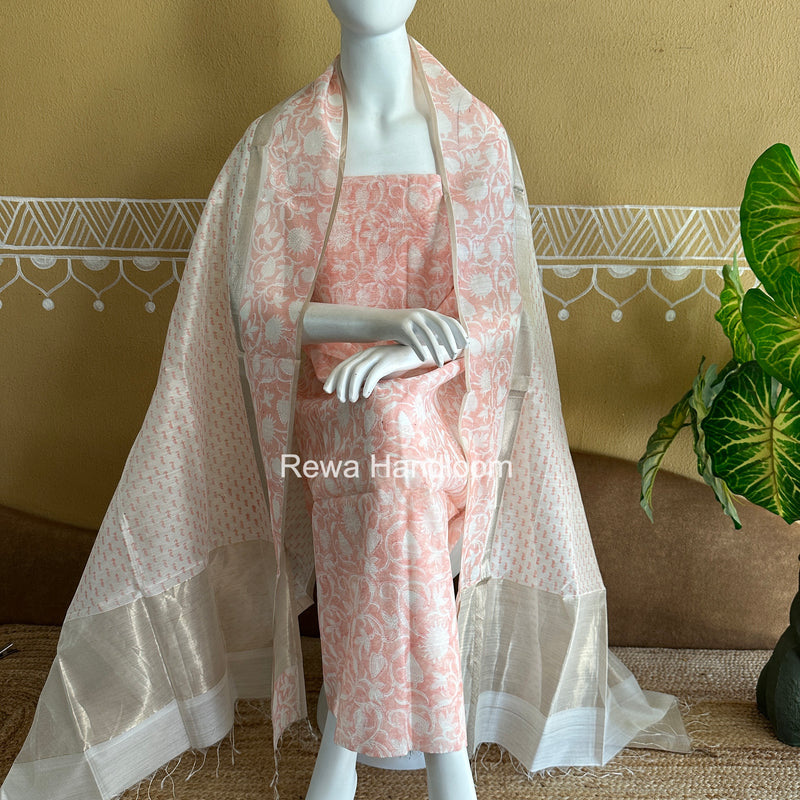 Maheshwari Handblock Print Top-Dupatta