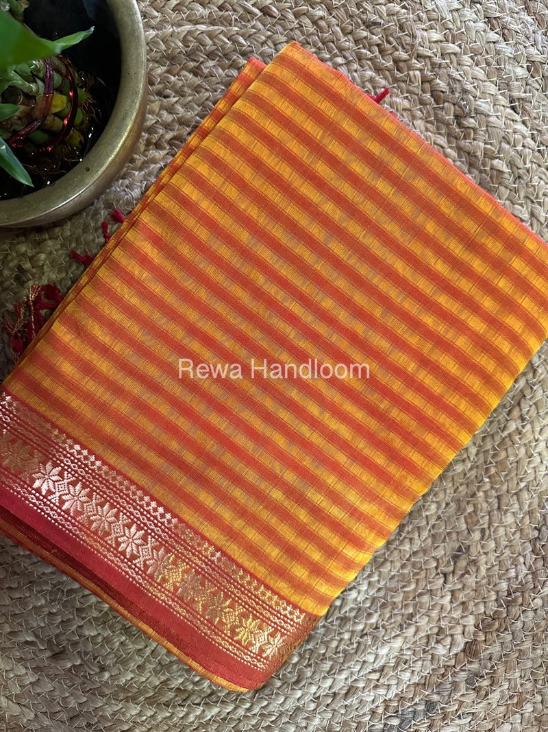 Maheshwari Golden Yellow Garbha Reshami Silk Saree GS214