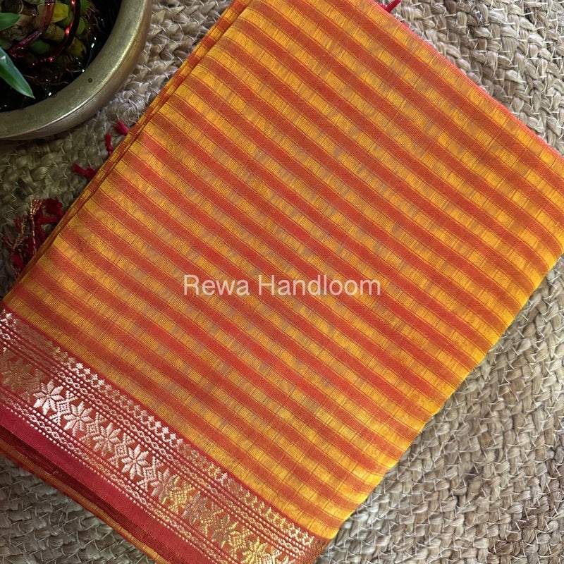 Maheshwari Golden Yellow Garbha Reshami Silk Saree GS214