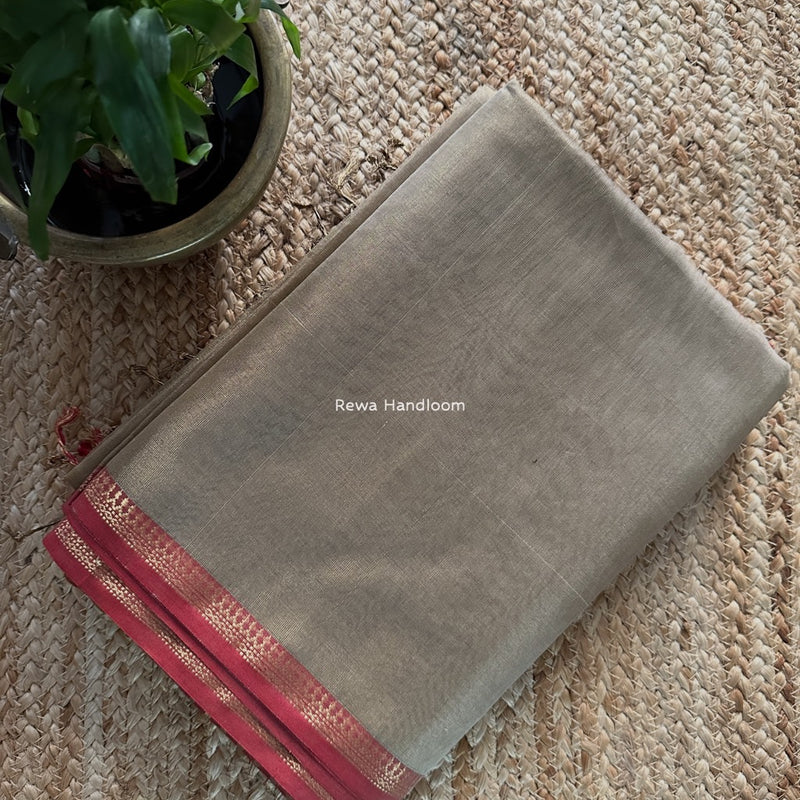Maheshwari Beige Tissue Silk Saree TB031
