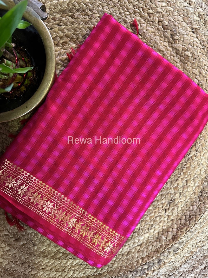Maheshwari Rani Pink Garbha Reshami Silk Saree GS217