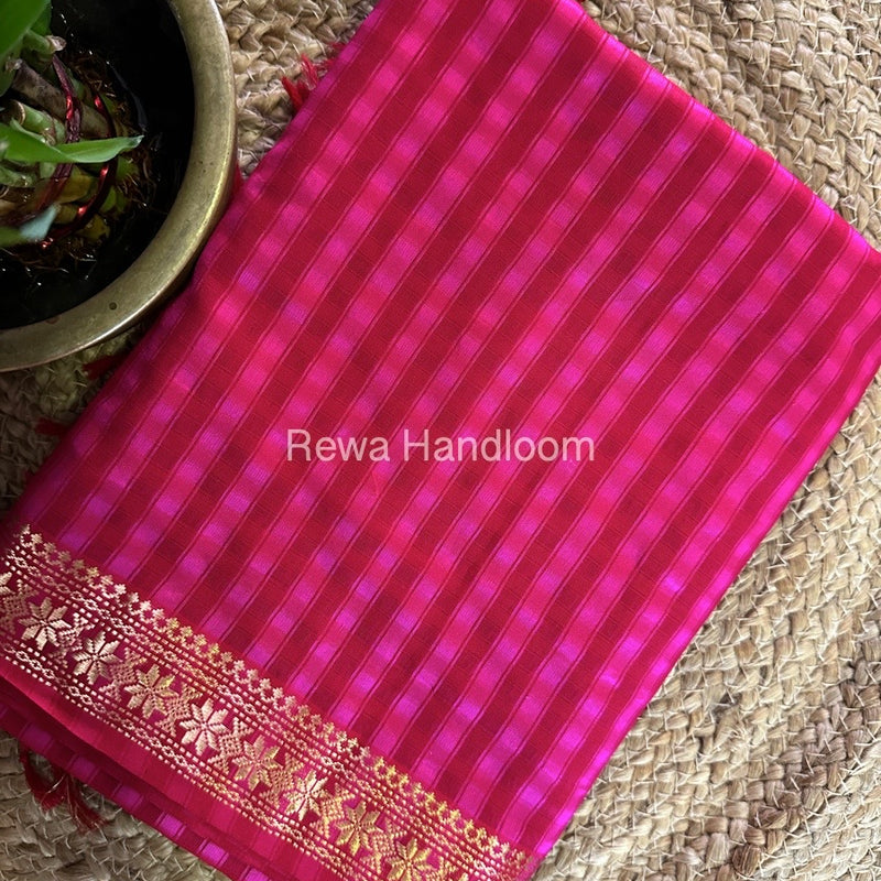 Maheshwari Rani Pink Garbha Reshami Silk Saree GS217