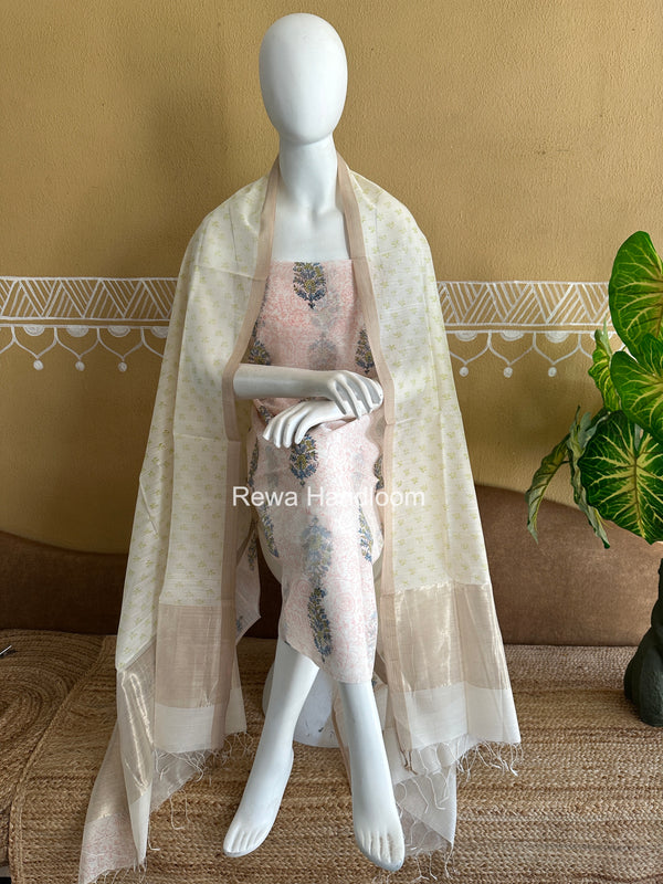 Maheshwari Handblock Print Top-Dupatta