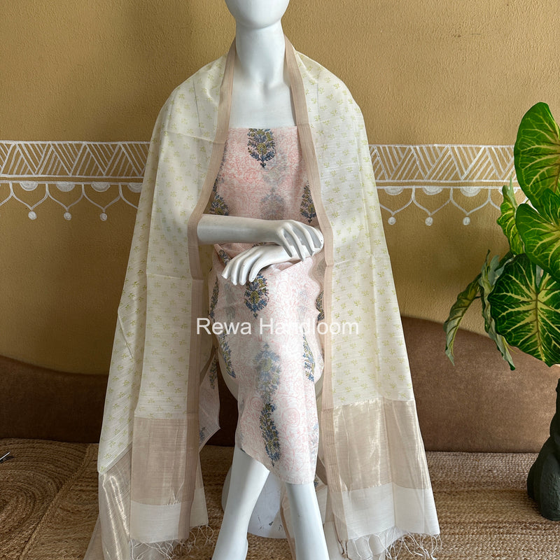 Maheshwari Handblock Print Top-Dupatta