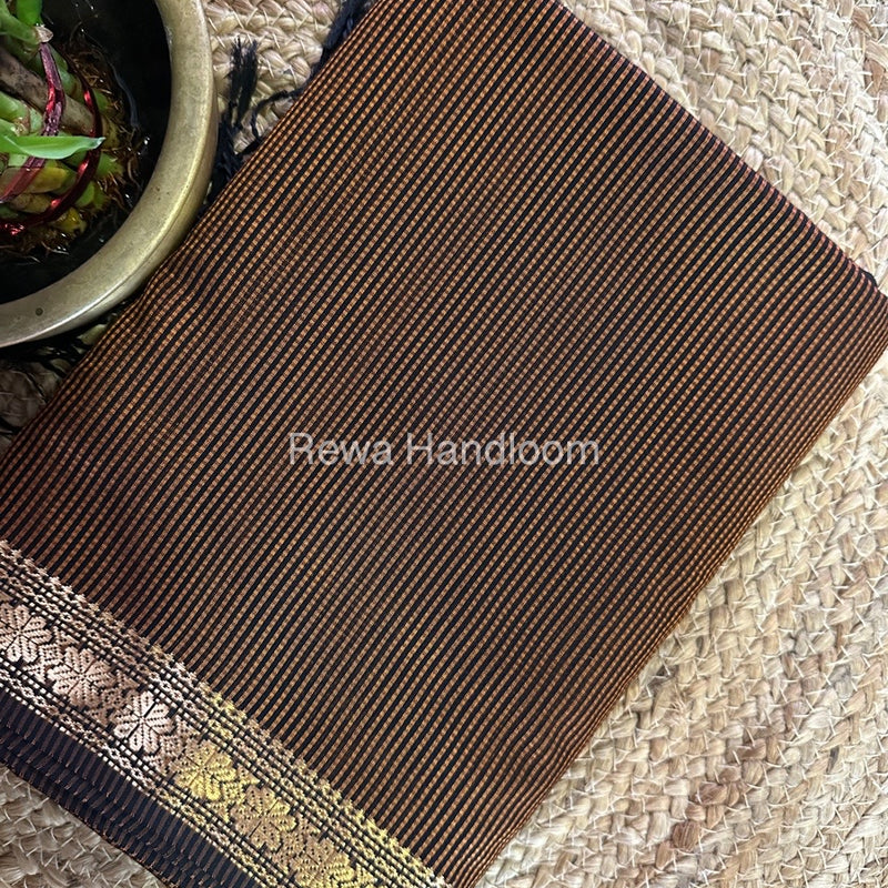 Maheshwari Rust Orange Garbha Reshami Silk Saree GS215