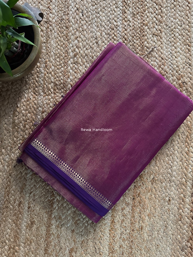Maheshwari Purple Tissue Silk Saree TB032