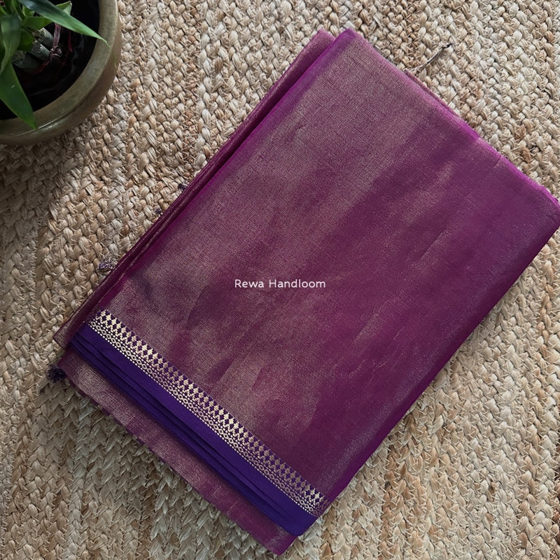 Maheshwari Purple Tissue Silk Saree TB032