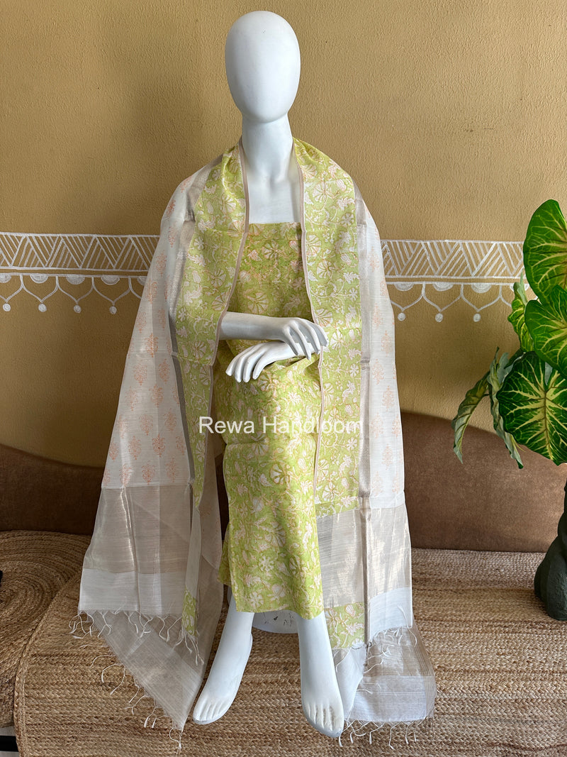 Maheshwari Handblock Print Top-Dupatta