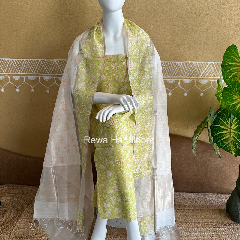Maheshwari Handblock Print Top-Dupatta