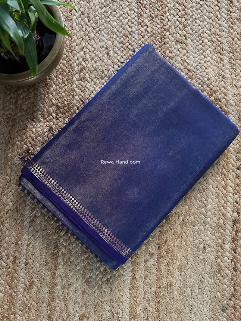 Maheshwari Blue Tissue Silk Saree TB029