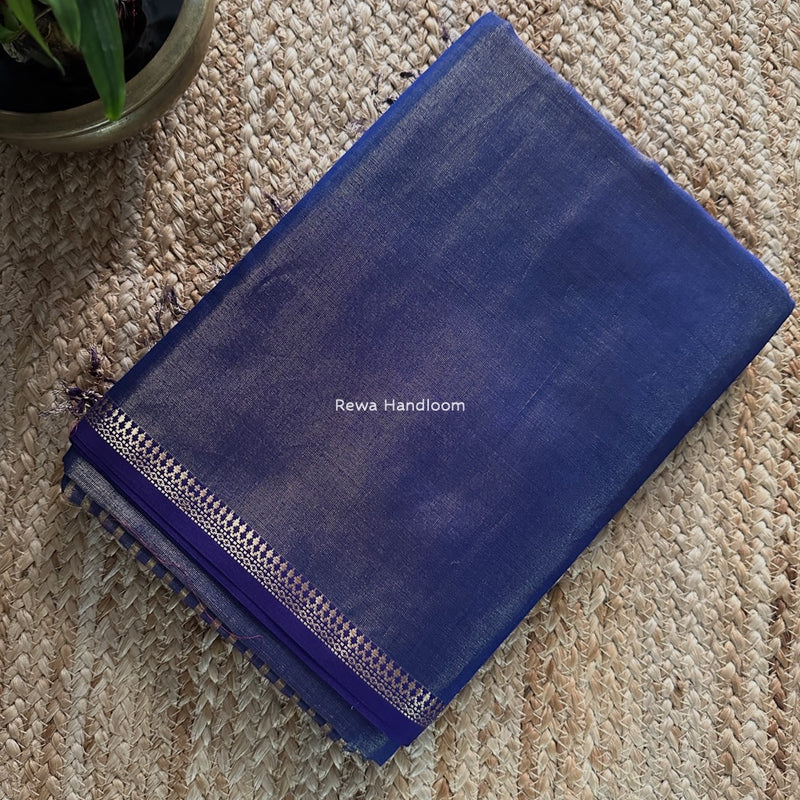 Maheshwari Blue Tissue Silk Saree TB029