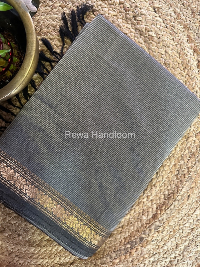 Maheshwari Grey Garbha Reshami Silk Saree GS213