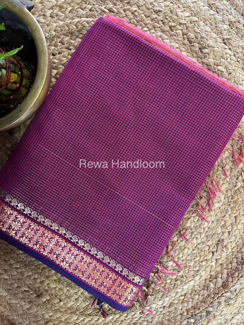 Maheshwari Magenta Tissue Silk Saree TCB0050